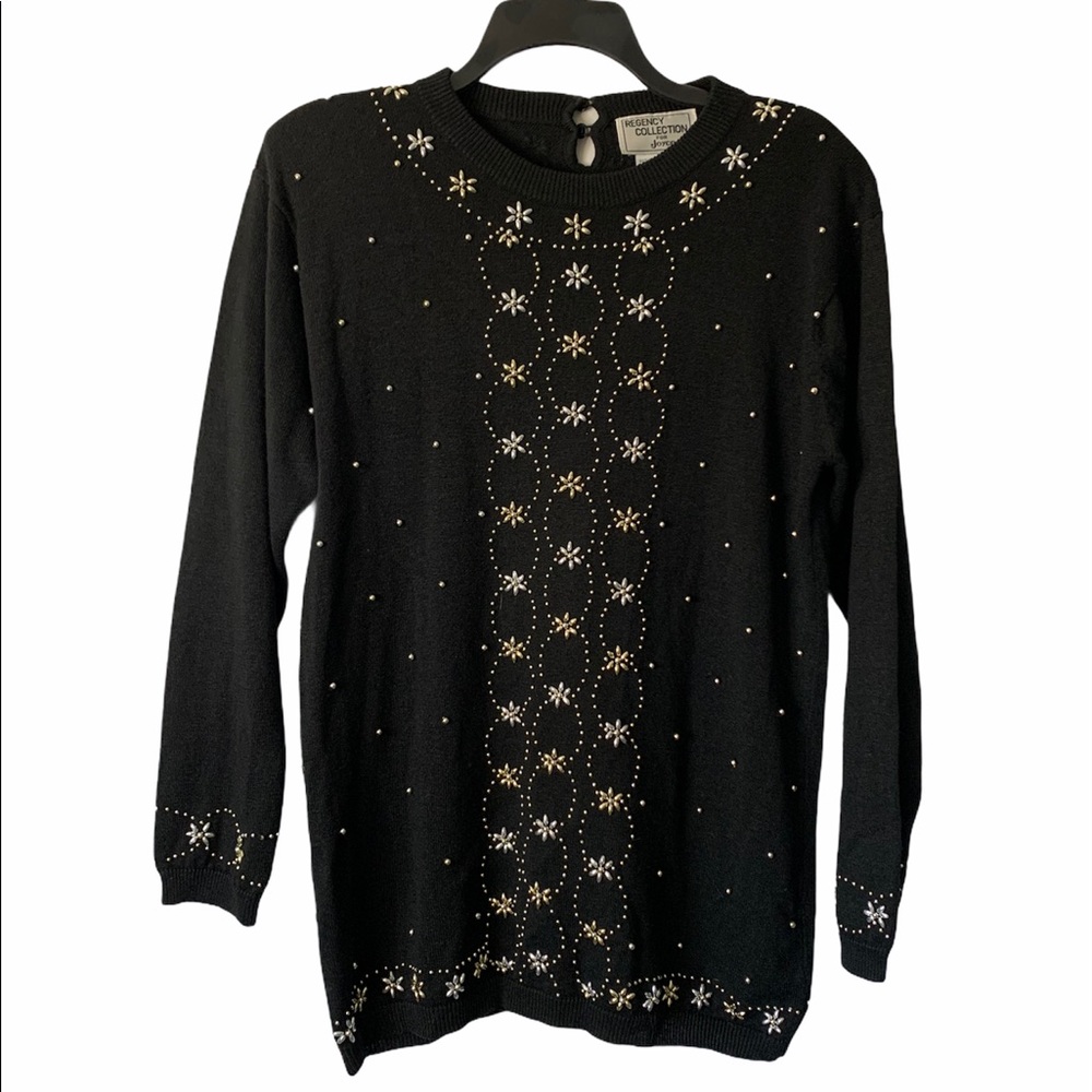 Vintage hand embellished sweater made in Hong Kong